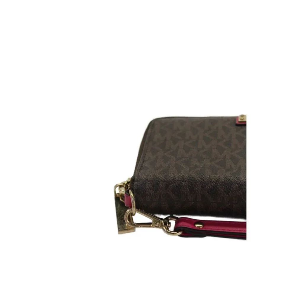 Michael Kors Womens Leather Monogram Card Wallet Brown 7in.